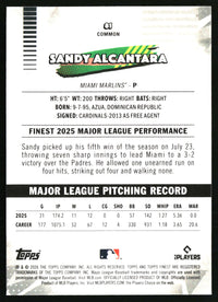 Sandy Alcantara #81 2026 Finest Blue Mini-Diamond Refractors /150