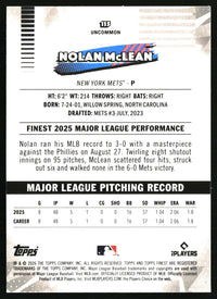 Nolan McLean #115 2026 Finest Mini-Diamond Refractors