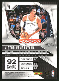 Victor Wembanyama #73 2024-25 Panini Prizm Monopoly