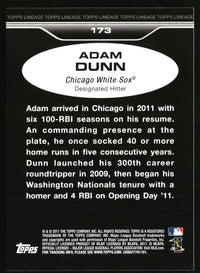 Adam Dunn #173 2011 Topps Lineage Diamond Anniversary Platinum Refractors