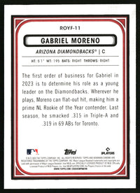 Gabriel Moreno #ROYF-11 2023 Bowman Rookie of the Year Favorites