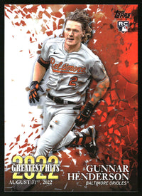 Gunnar Henderson #22GH-13 2023 Topps 2022 Greatest Hits