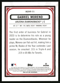 Gabriel Moreno #ROYF-11 2023 Bowman Rookie of the Year Favorites