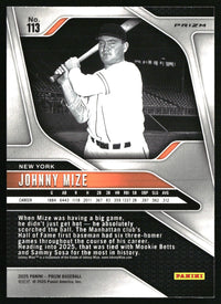 Johnny Mize #113 2025 Panini Prizm Silver Prizms