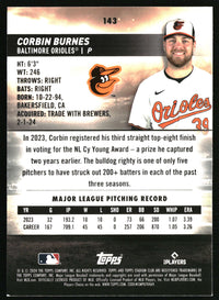 Corbin Burnes #143 2024 Stadium Club Chrome