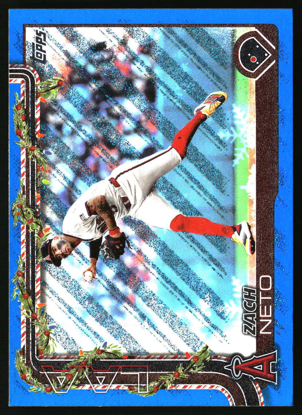 Zach Neto #H149 2025 Topps Holiday Blue Metallic Glitter Holiday