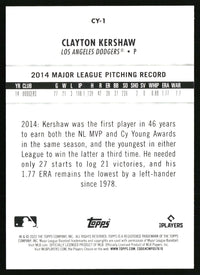 Clayton Kershaw #CY-1 2022 Topps UK Edition Career Year