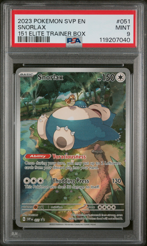 Snorlax #051 2023 Pokemon Svp En-Sv Black Star Promo PSA 9 151 Elite Trainer Box