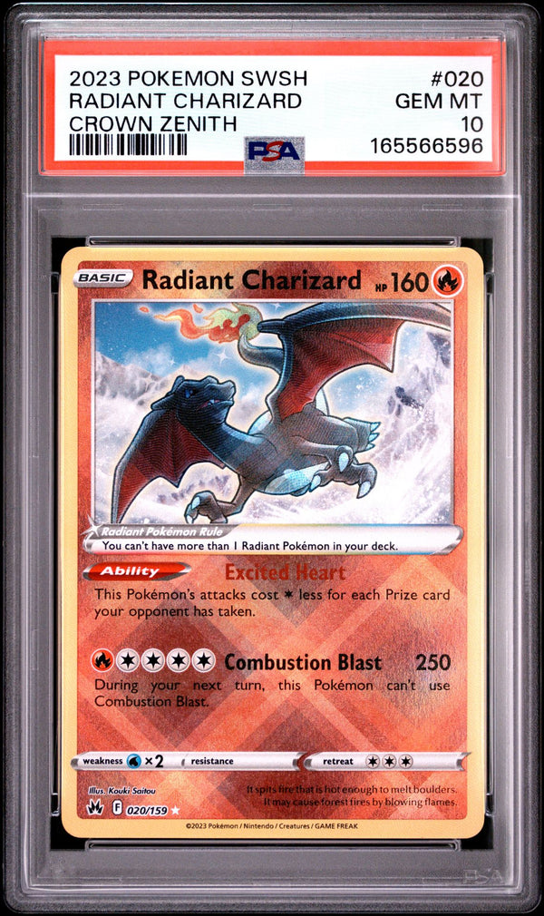 Radiant Charizard #020 2023 Pokemon Sword And Shield Crown Zenith PSA 10