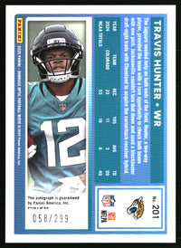 Travis Hunter #201 2025 Donruss Optic Rated Rookies RPS Autographs Neon Blue /299