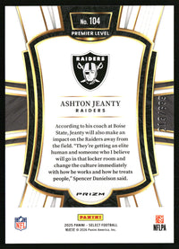 Ashton Jeanty #104 2025 Panini Select Neon Green Prizm Shock /699