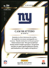 Cam Skattebo #294 2025 Panini Select White Prizm Shock /799
