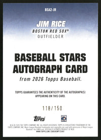 Jim Rice #BSA2-JR 2026 Topps Baseball Stars Autographs Blue /150