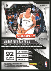 Victor Wembanyama #73 2024-25 Panini Prizm Monopoly Ice Prizms