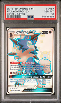 Lycanroc Gx #SV67 2019 Pokemon Sun & Moon Hidden Fates PSA 10 Hidden Fates