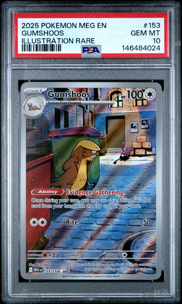 Gumshoos #153 2025 Pokemon Meg En-Mega Evolution PSA 10 Illustration Rare