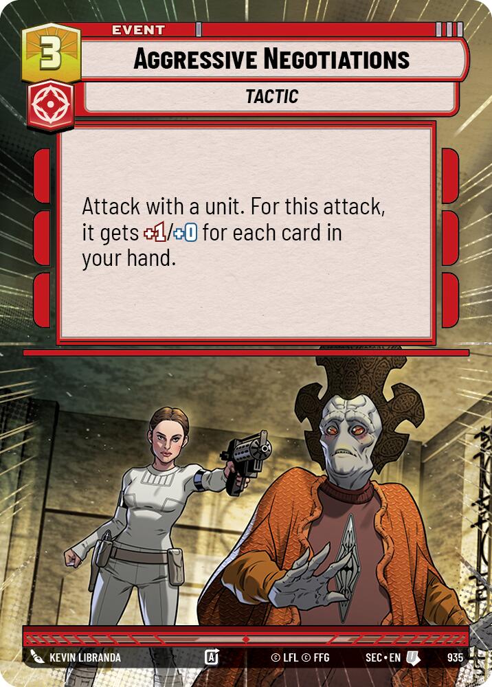 Aggressive Negotiations (935) (Hyperspace Foil) (935) [Secrets of Power]