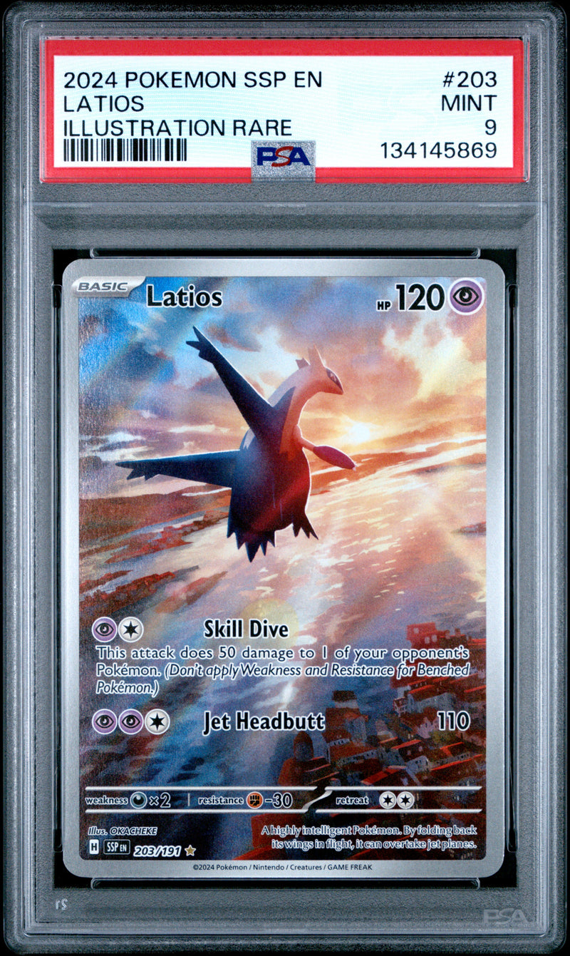 Latios #203 2024 Pokemon Ssp En-Surging Sparks PSA 9 Illustration Rare