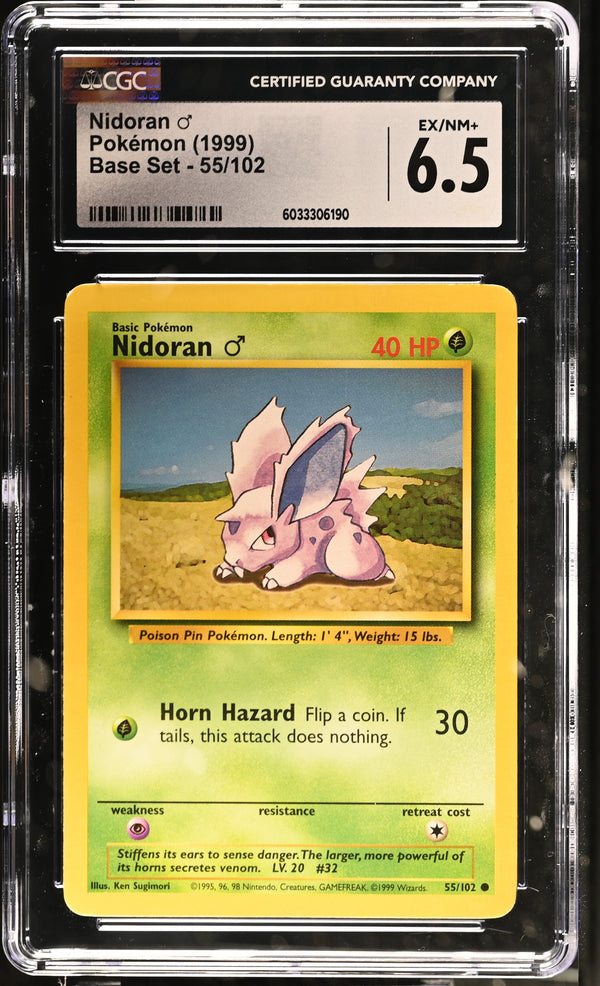 Nidoran ♂ #55/102 1999 Base Set CGC 6.5