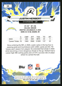 Justin Herbert 2025 Topps Resurgence #54 Blue & Orange Spark Refractor
