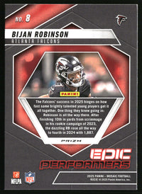 Bijan Robinson #8 2025 Panini Mosaic Epic Performers Mosaic Orange Fluorescent