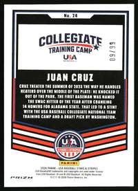 Juan Cruz 2026 Panini Stars & Stripes Prizm USA Baseball #24 Blue Ice SN