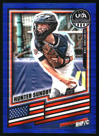 Hunter Sundby 2026 Panini Stars & Stripes Prizm USA Baseball #65 Blue Pulsar SN