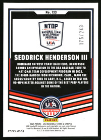 Seddrick Henderson III 2026 Panini Stars & Stripes USA #133 Orange Pulsar SN