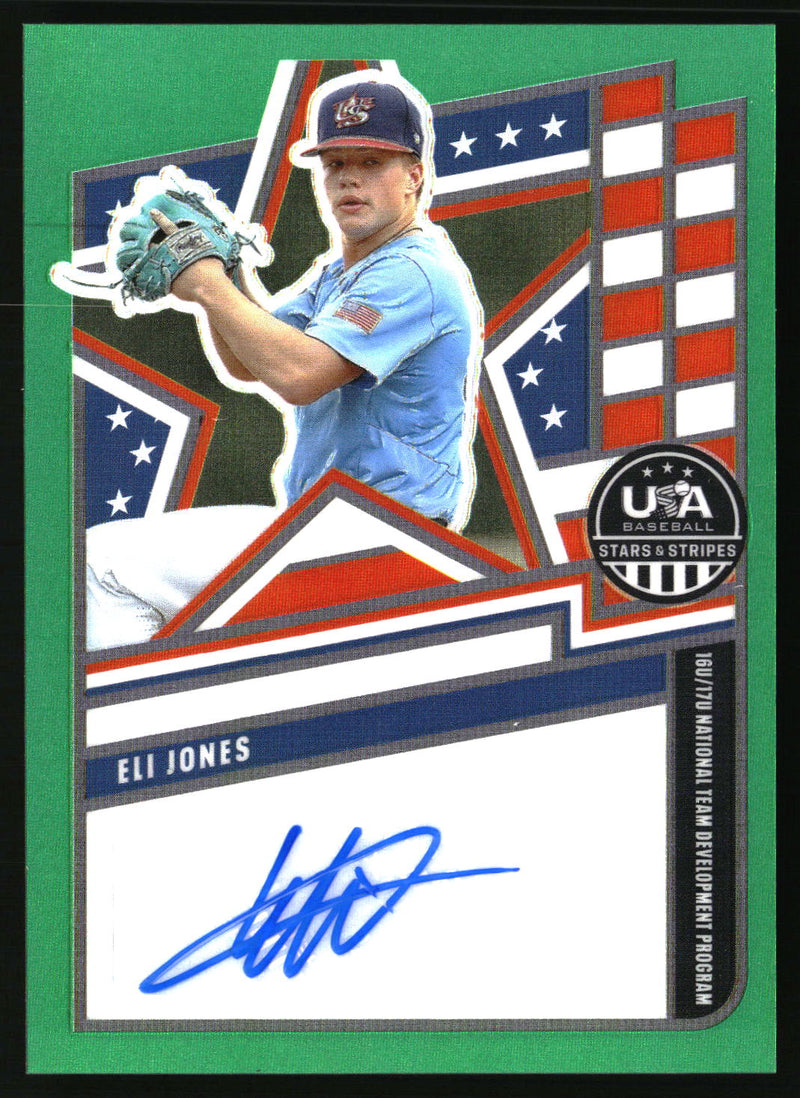 Eli Jones 2026 Panini Stars & Stripes Prizm USA Baseball #NTS-EJ Green Auto