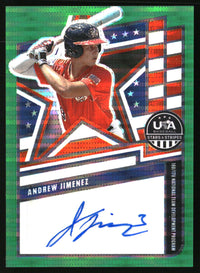 Andrew Jimenez 2026 Panini Stars & Stripes Prizm USA #NTS-AJ Green Pulsar SN99