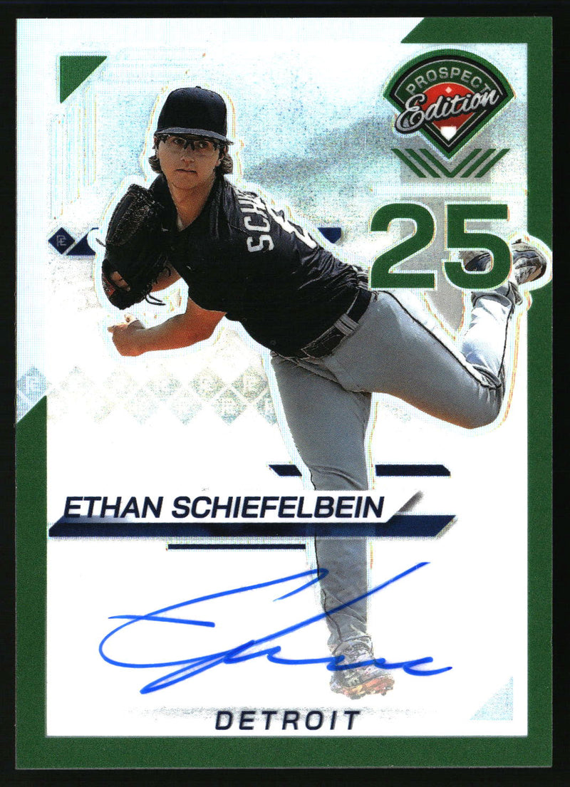 Ethan Schiefelbein 2025 Panini Prospect Edition #151 Holo Prospect Green Auto