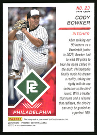 Cody Bowker 2025 Panini Prospect Edition #23 Holo Ticket Signatures Green