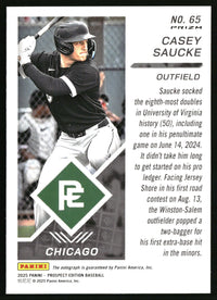 Casey Saucke 2025 Panini Prospect Edition #65 Holo Ticket Signatures Green