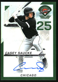 Casey Saucke 2025 Panini Prospect Edition #65 Holo Ticket Signatures Green