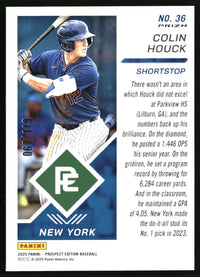 Colin Houck 2025 Panini Prospect Edition #36 Holo Prospect Ticket Green Ice SN
