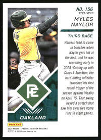Myles Naylor 2025 Panini Prospect Edition #156 Holo Ticket Green Wave SN