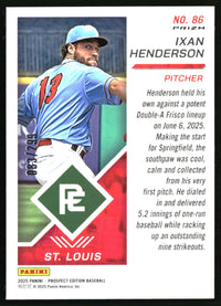Ixan Henderson 2025 Panini Prospect Edition #86 Holo Prospect Ticket Blue Ice SN
