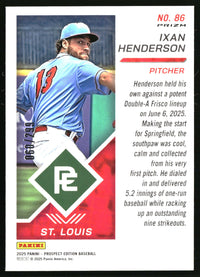 Ixan Henderson 2025 Panini Prospect Edition #86 Holo Prospect Ticket Blue Ice SN