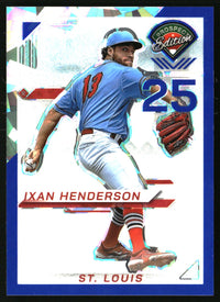 Ixan Henderson 2025 Panini Prospect Edition #86 Holo Prospect Ticket Blue Ice SN
