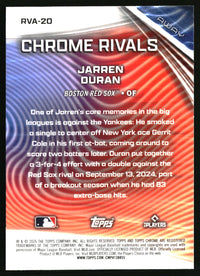 Jarren Duran #RVA-20 2026 Topps Chrome Chrome Rivals Away