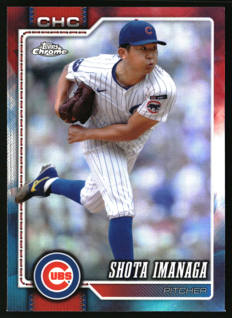 Shota Imanaga #161 2026 Topps Chrome Red White and Blue Refractors