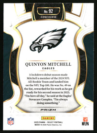 Quinyon Mitchell 2025 Panini Select #92 Black and Red Prizm Shock