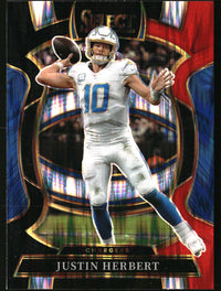 Justin Herbert 2025 Panini Select #1 Black and Red Prizm Shock
