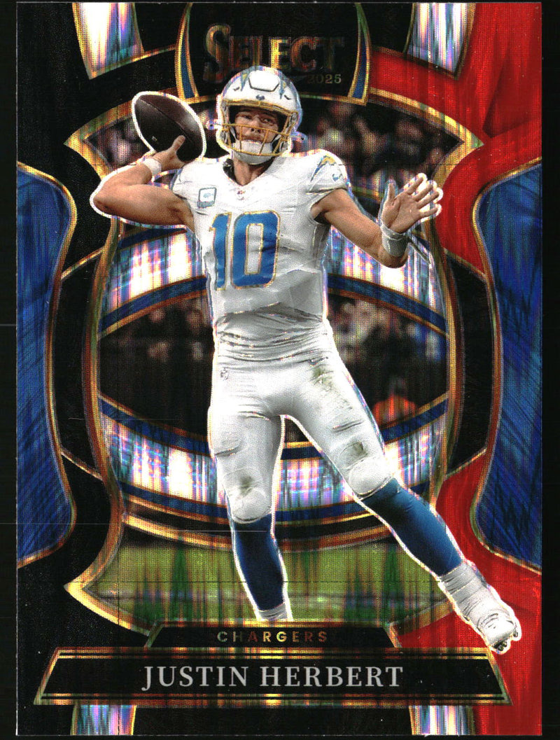 Justin Herbert 2025 Panini Select #1 Black and Red Prizm Shock