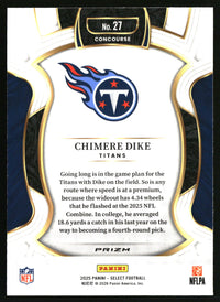 Chimere Dike 2025 Panini Select #27 Black and Red Prizm Shock