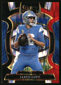 Jared Goff 2025 Panini Select #69 Black and Red Prizm Shock