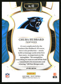 Chuba Hubbard 2025 Panini Select #43 Black and Red Prizm Shock