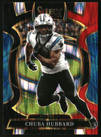 Chuba Hubbard 2025 Panini Select #43 Black and Red Prizm Shock