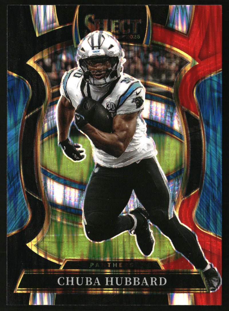 Chuba Hubbard 2025 Panini Select #43 Black and Red Prizm Shock