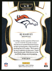 RJ Harvey 2025 Panini Select #10 Black and Red Prizm Shock Rookie